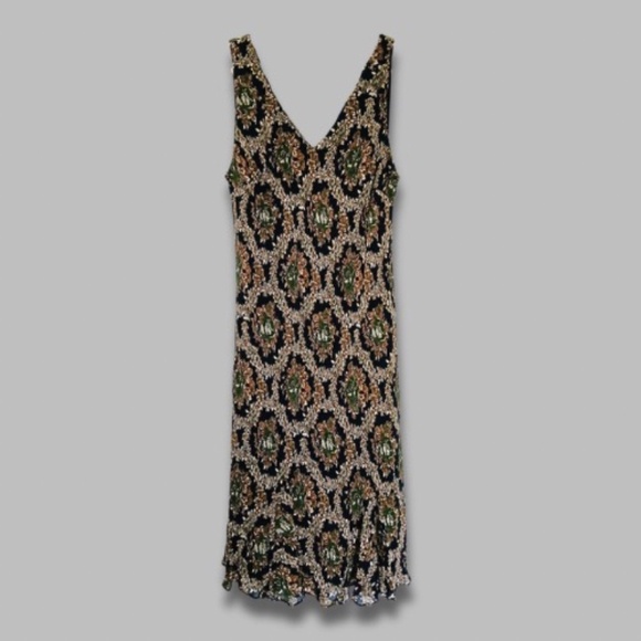 Eva Blue Floral Midi Dress Whimsy Sleeveless V-Neckline Black/Multicolor US 16W - Picture 1 of 4
